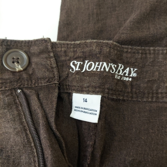 St Johns Bay Capris Linen Blend Capris Womens 14 Brown Drawstring Shorts - Picture 3 of 11
